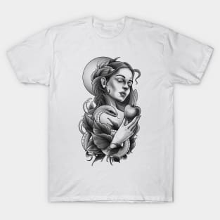 Eve and the Apple Tattoo Design T-Shirt